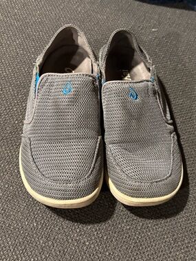 Olukai Boys Nohea Mesh Shoes Size 12 Gray Slip On